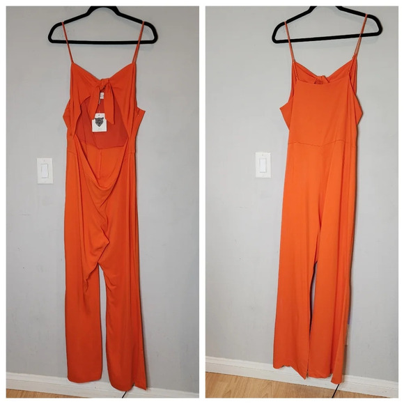 NWT Lita By Ciara Orange Cutout Flare Jumpsuit Viscose women's size XXL - Picture 5 of 14